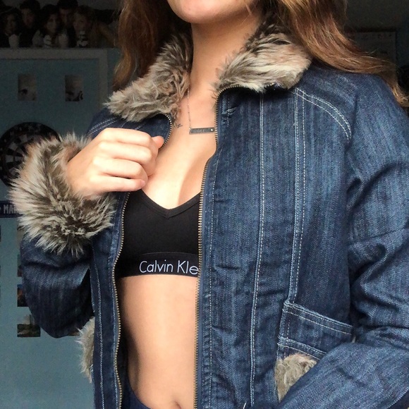fur jean jacket - Picture 2 of 3